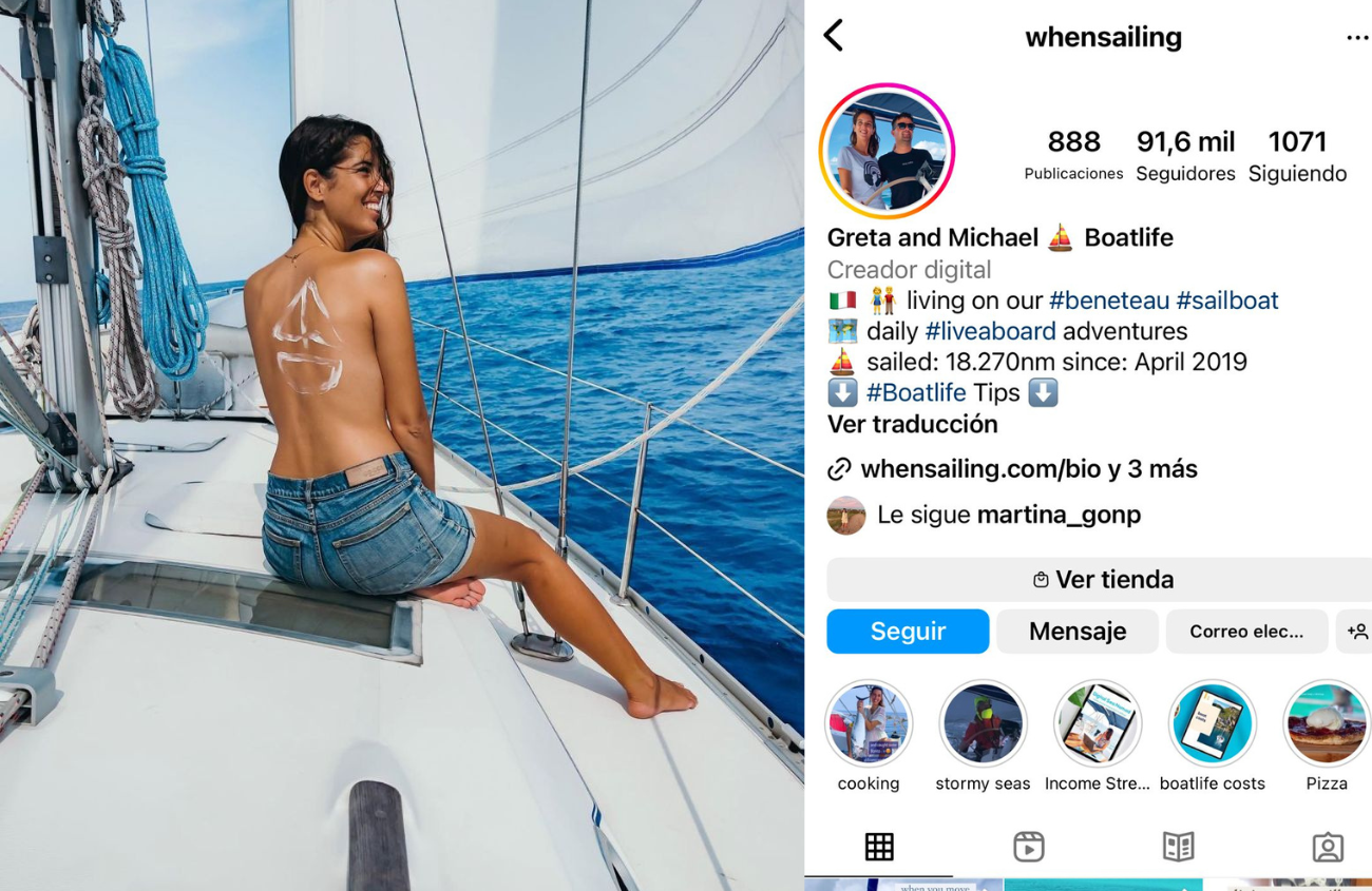 Influencer di viaggi when sailing